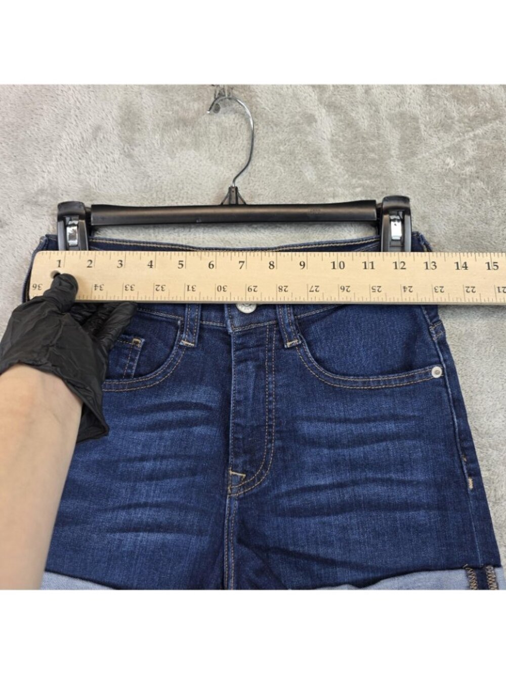 Express Jeans Shorts Womens 0 Blue Denim High Rise Cuffed Stretch Casual Summer - Picture 6 of 10
